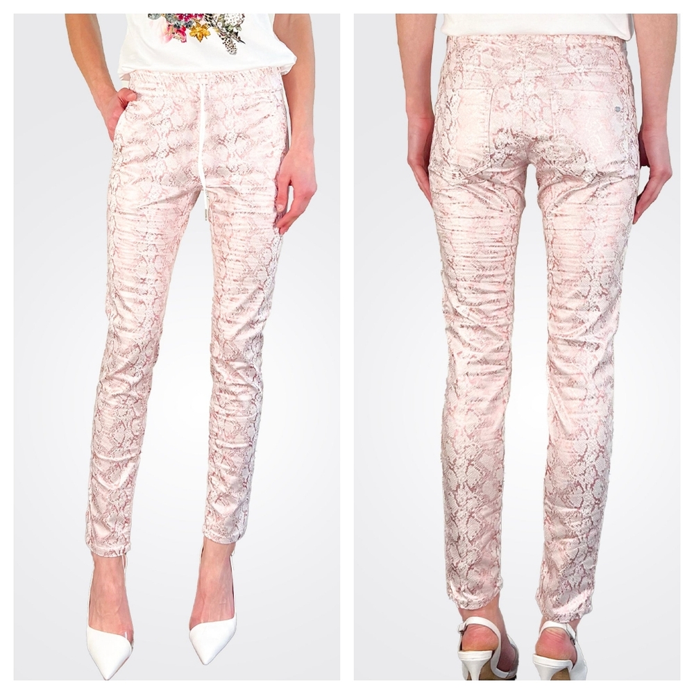 BEVY FLOG Shely Rose Gold Python Jogger Pant Pink Metallic 24